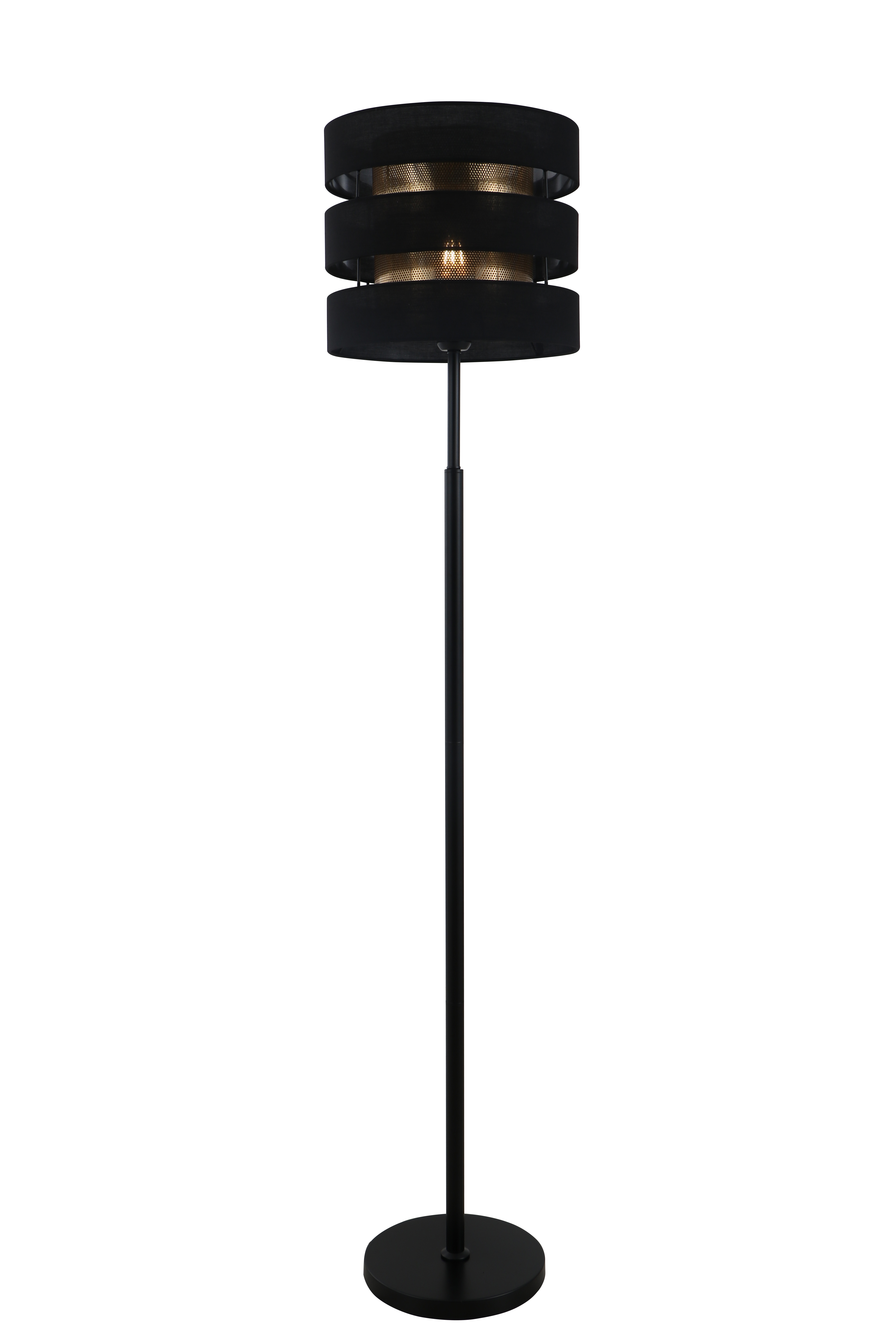 Comment la disposition géométrique de la lampadaire noire à double nuance affecte-t-elle la distribution de la lumière et l'esthétique spatiale?