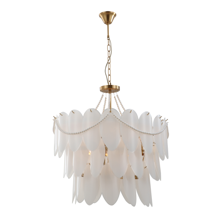 Lustre de luxe vintage à 3 niveaux avec perles