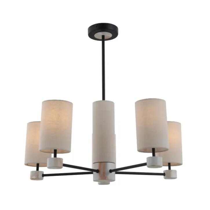 Lampe à Suspension en Métal Beige Lin 5 Lumières