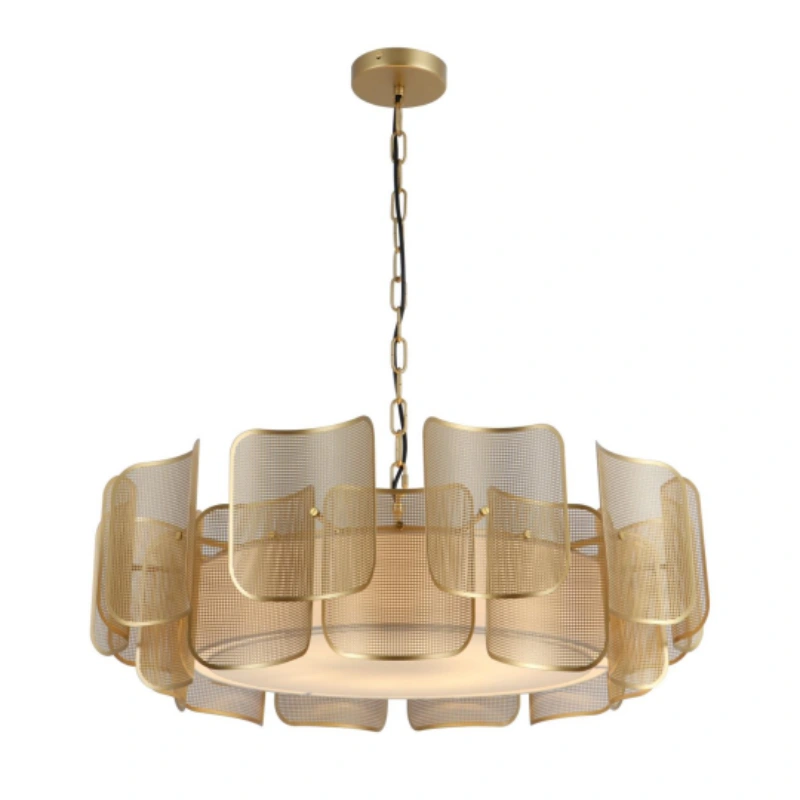 Lustre en maille dorée à 8 lumières