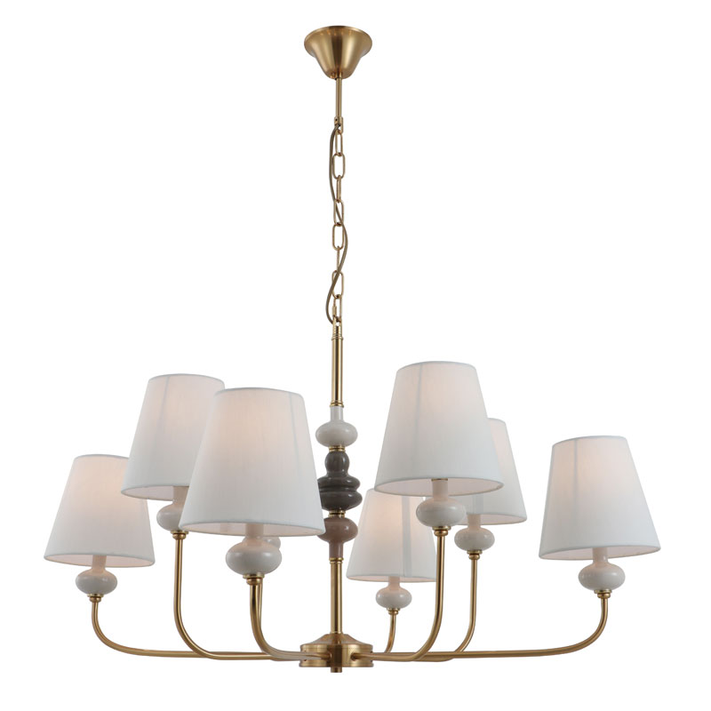 Lustre classique en céramique à 8 lumières en laiton