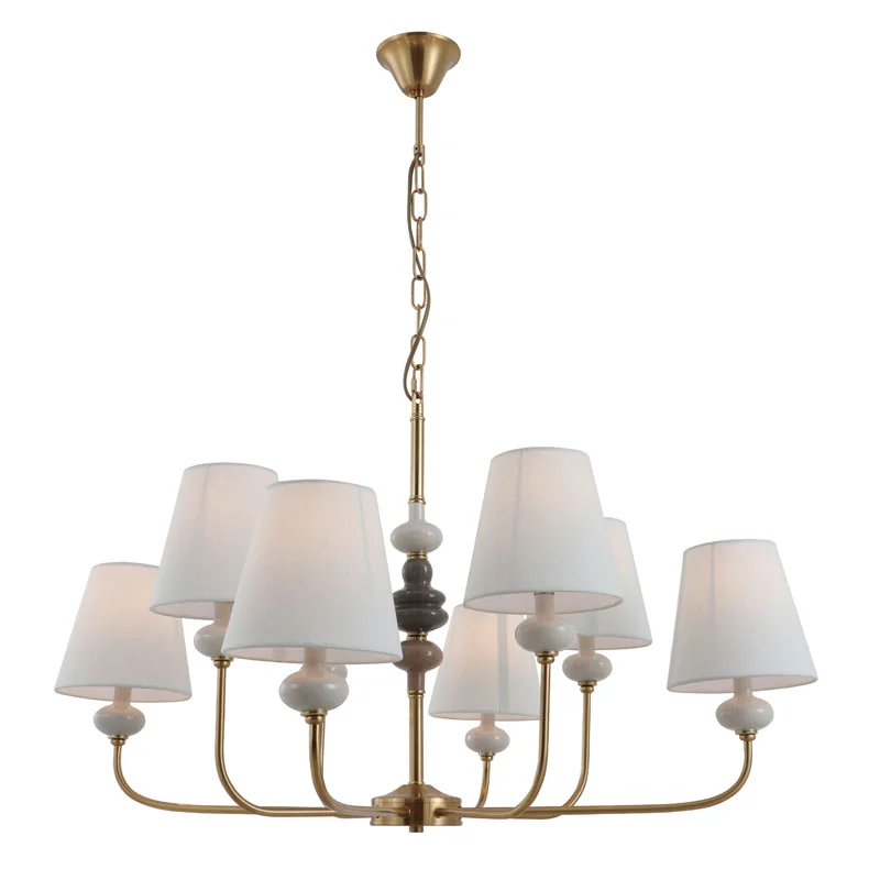 Lustre classique en céramique à 8 lumières en laiton