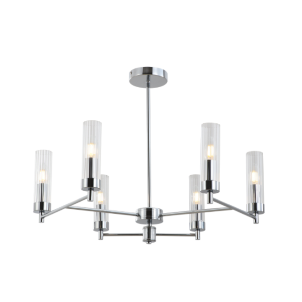Lampe plafond de tube en verre chromé