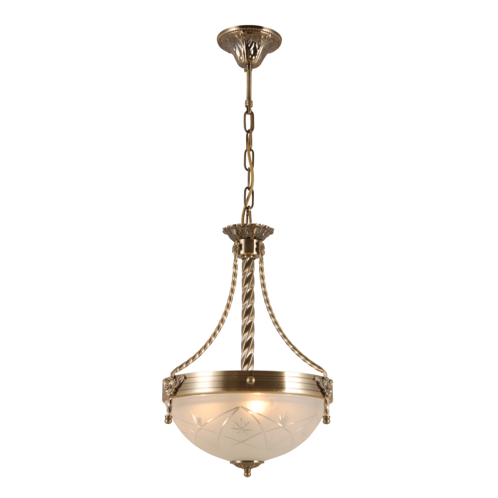 Chandelier rétro en verre sculpté en cuivre