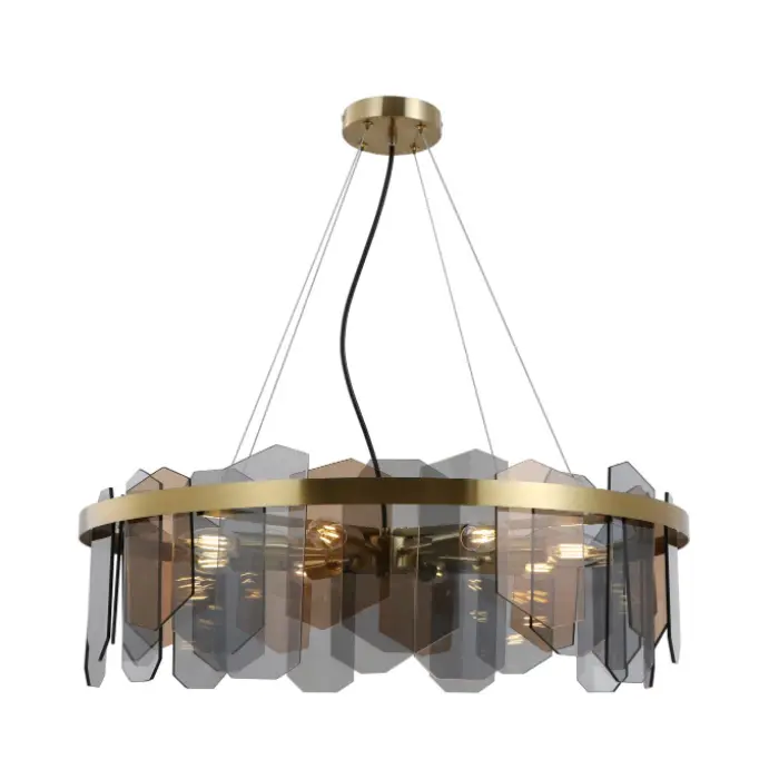 Suspension en verre bicolore finition laiton