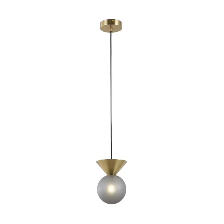 Lampe à suspension en verre boule fumée givrée