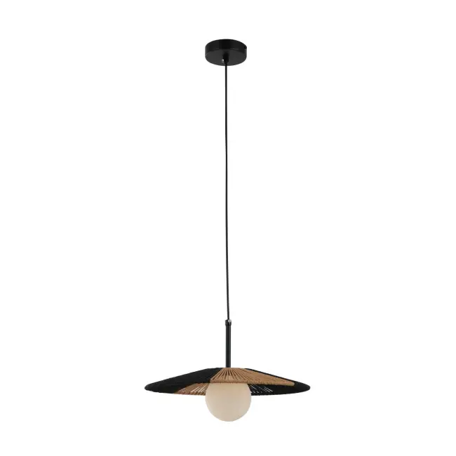 Lampe suspendue en corde de papier bicolore G9