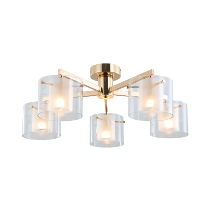 Gold Dual Lunes 5 Lights Flush Mount Plafond Lampe