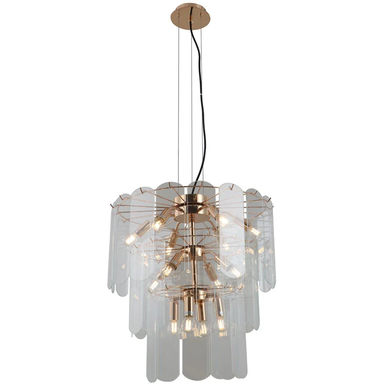 Lustre en verre de luxe doré