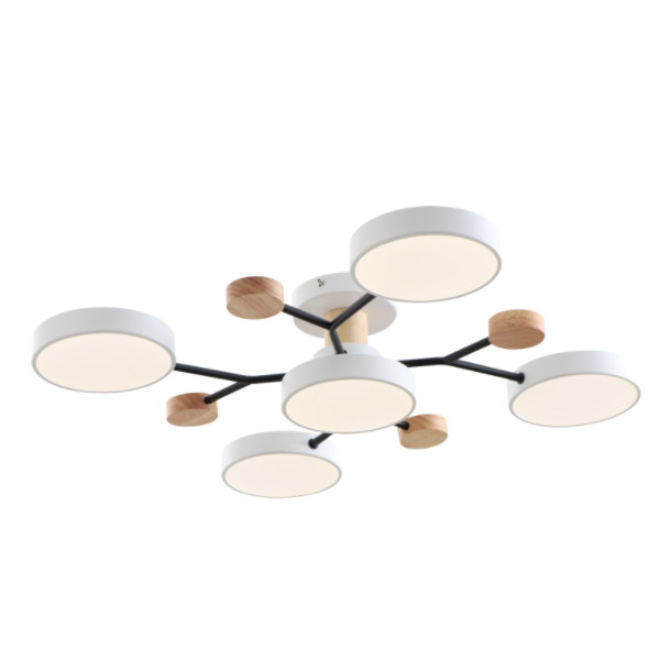 Lampe à plafond LED moderne avec accent en bois
