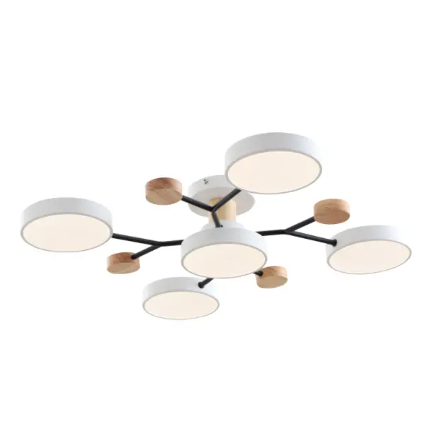 Lampe à plafond LED moderne avec accent en bois