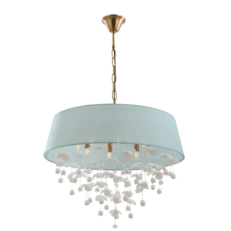 Lustre moderne à 8 lumières avec abat-jour en porcelaine pour le salon