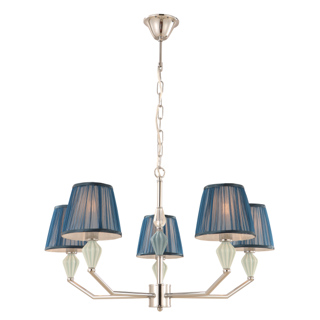 Chandelier à tambour bleu bleu marine avec accent en céramique
