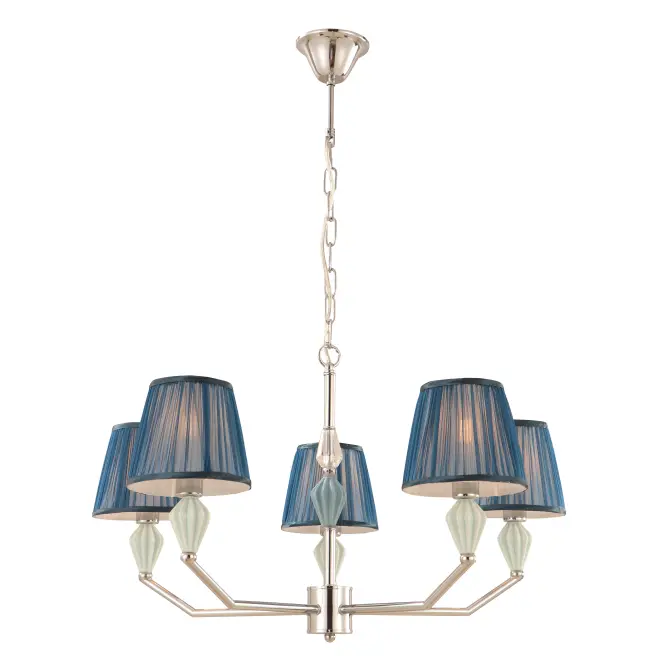 Chandelier à tambour bleu bleu marine avec accent en céramique