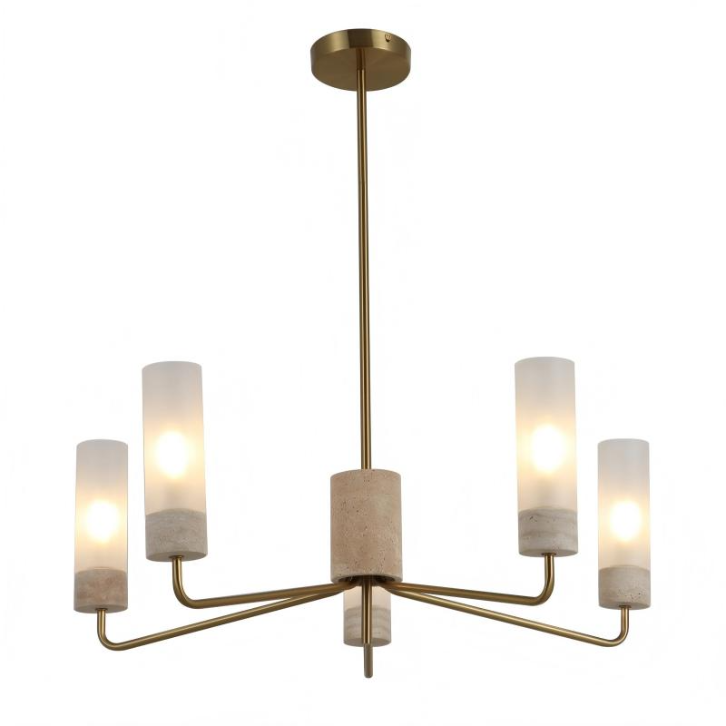 Lustre sculptural en pierre de travertin