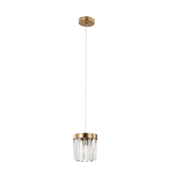 Single E14 Base Brossed Gold K9 Crystal Pendant Light