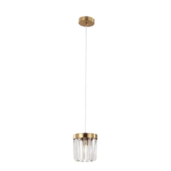 Single E14 Base Brossed Gold K9 Crystal Pendant Light