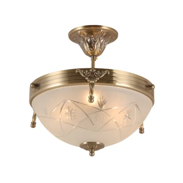 Lustre en cuivre en verre moulé vintage