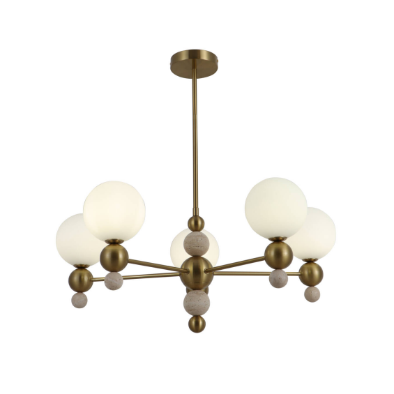 Lustre suspendu en travertin jaune